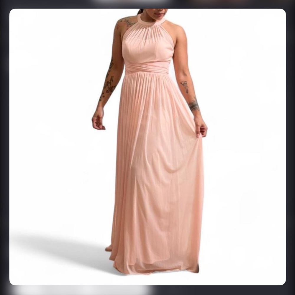 Chic Blush Halter Maxi Dress